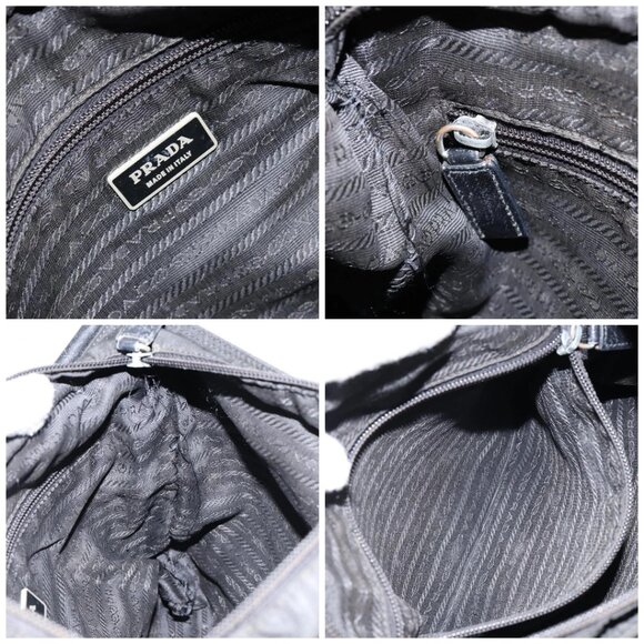 PRADA Shoulder Bag Nylon Black Silve - Picture 16 of 16